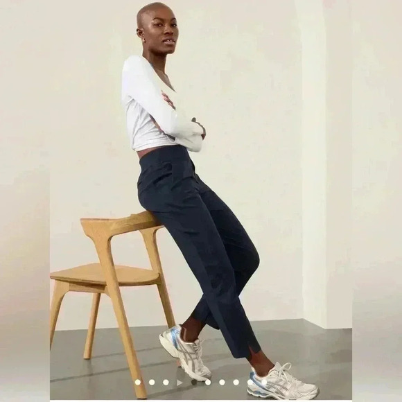 Athleta Brooklyn Mid Rise Ankle Pants | Navy Blue | Size 0 - Picture 4 of 7